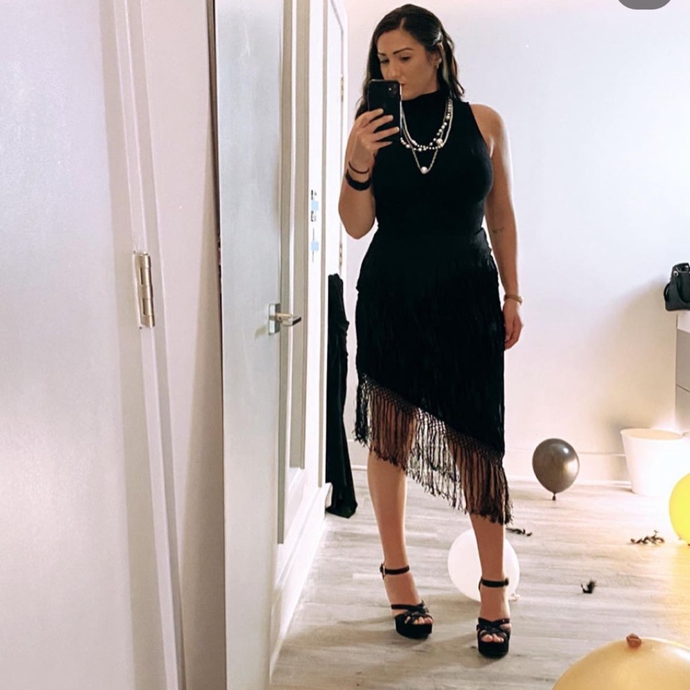 The Limited Silk Skirt with Tassles